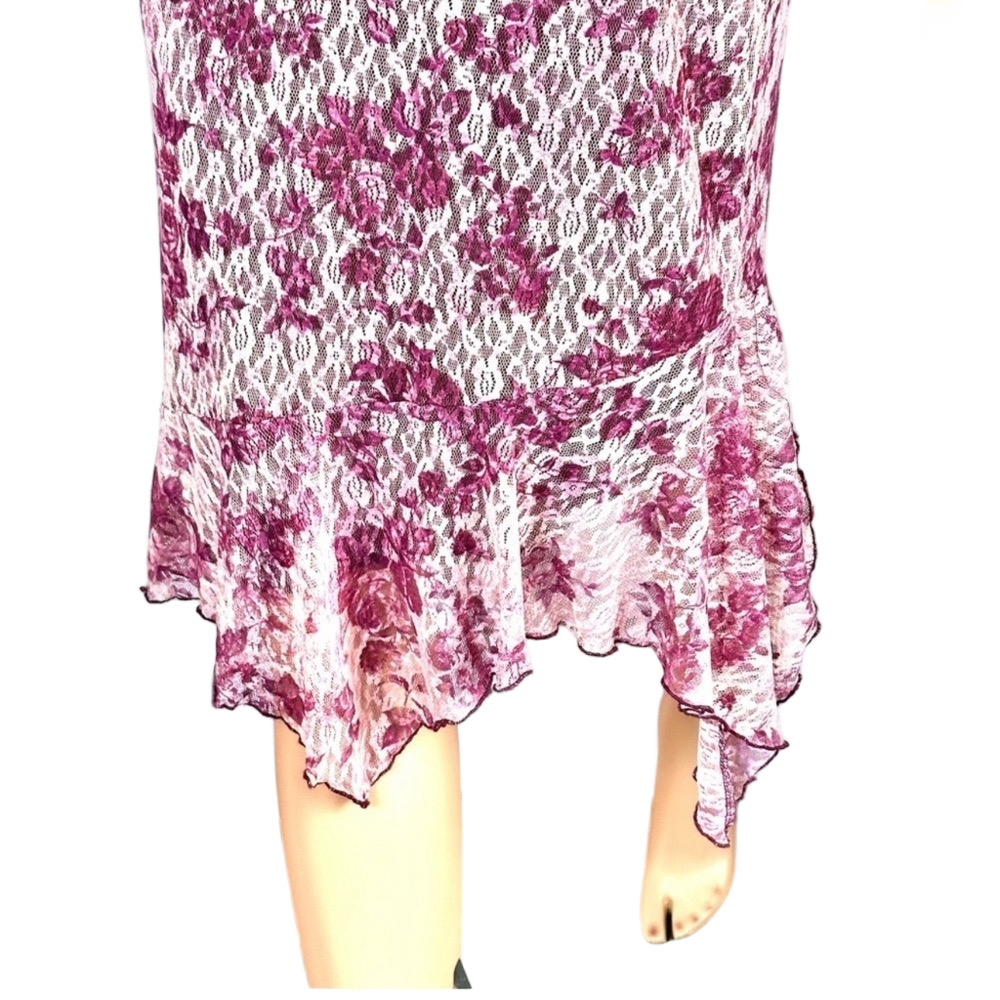 CHARLOTTE ROUSE Y2K lace & spaghetti strap party dress purple with pink like new - Picture 7 of 11